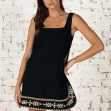 HERE SHE COMES BLACK EMBROIDERED DRESS