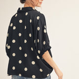 SWEET SPOT POLKA DOT SATIN BLOUSE
