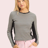 ROAD TRIP READY BLACK STRIPED TOP