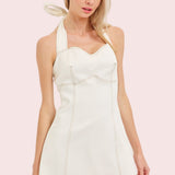 THE SWEETEST THING WHITE STITCH DETAIL DRESS