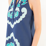 OCEAN TIDES BLUE EMBROIDERED DRESS