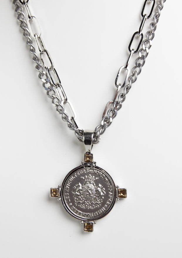 OH SO TRACIE GOLD COIN NECKLACE - SILVER