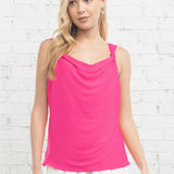PRETTY IN PINK COWL NECK TANK