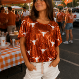FOR THE WIN SEQUIN CROP TOP - AGGIES OR LONGHORNS