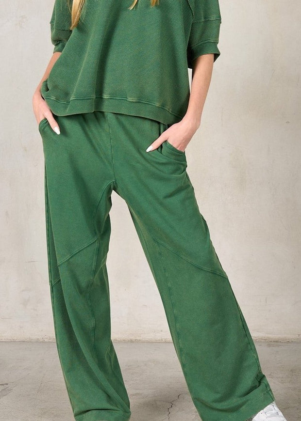 LIFE IN COMFORT GREEN WIDE LEG PANTS