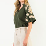 FALLING HARD CHENILLE PUFF SLEEVE BLOUSE