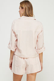 CANDY STRIPED PINK LINEN TOP