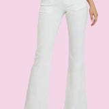RISEN TUMMY CONTROL LOW RISE FLARE JEANS IN WHITE