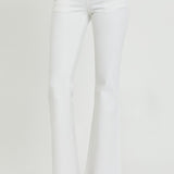 RISEN TUMMY CONTROL LOW RISE FLARE JEANS IN WHITE