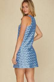 SIMPLY CHARMED LIFE TEXTURED BLUE DRESS