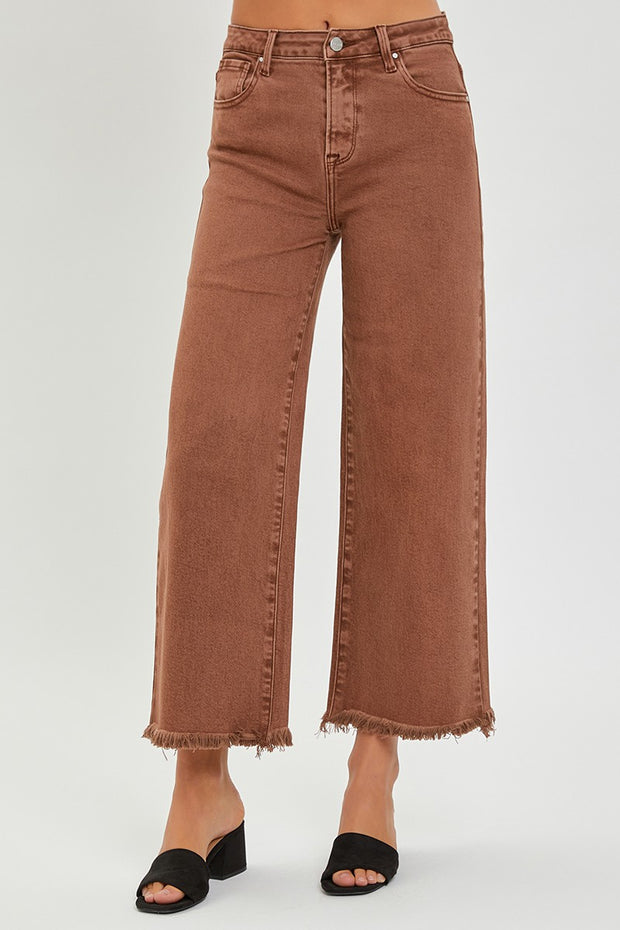 RISEN CROPPED HIGH RISE JEANS - ESPRESSO