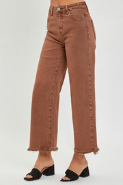 RISEN CROPPED HIGH RISE JEANS - ESPRESSO