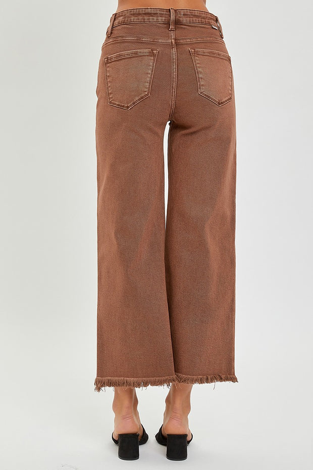 RISEN CROPPED HIGH RISE JEANS - ESPRESSO