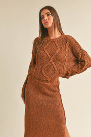 CHOCO CABLE KNIT SWEATER