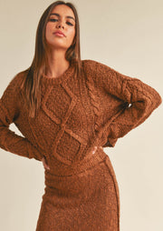 CHOCO CABLE KNIT SWEATER