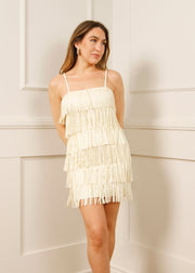 WHISPER YOUR WISHES SUEDE FRINGE MINI DRESS