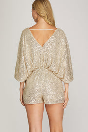 SPIRITS BRIGHT CREAM SEQUIN ROMPER