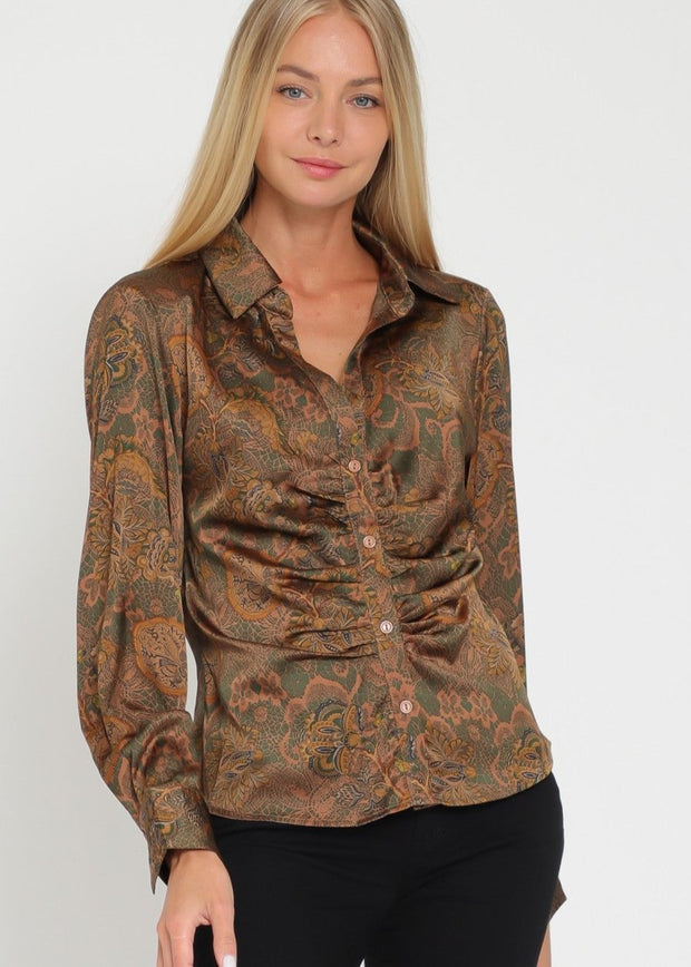 VINTAGE LOVE FLORAL SATIN BLOUSE