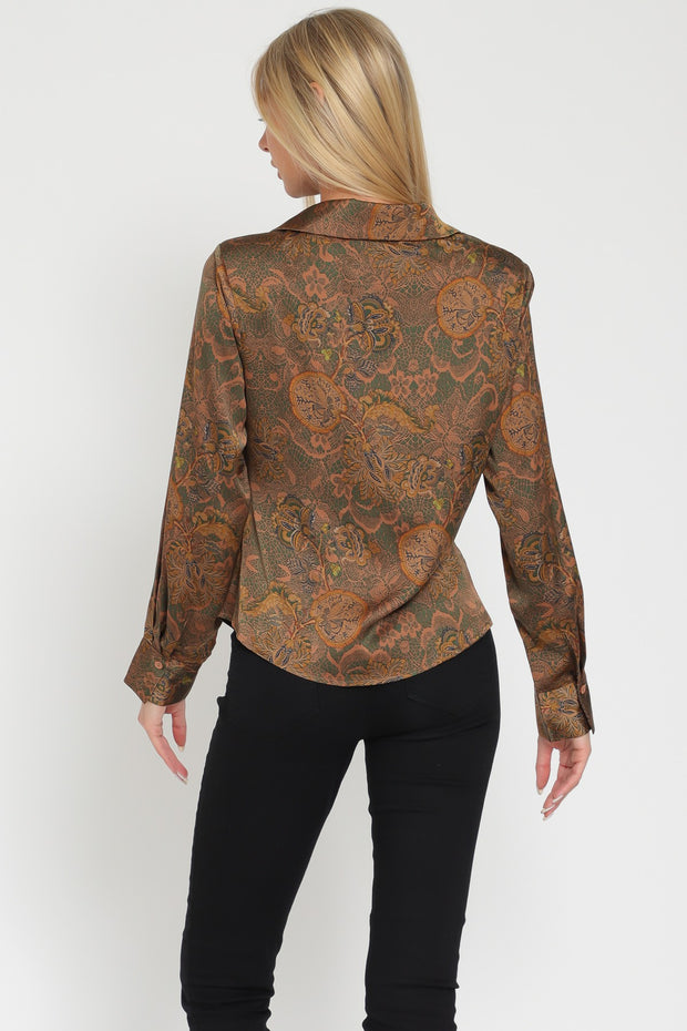 VINTAGE LOVE FLORAL SATIN BLOUSE