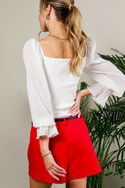 FLIRT WITH FATE WHITE PUFF SLEEVE TOP