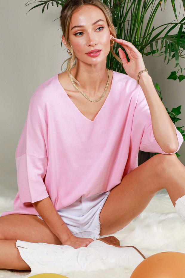 DAILY GRATITUDE OVERSIZED SWEATER - PINK OR YELLOW