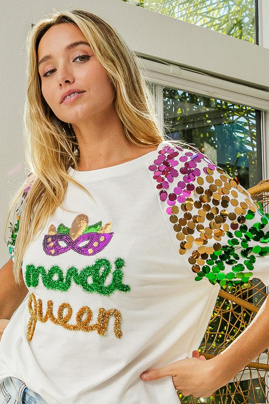 MARDI GRAS TINSEL & SEQUIN TOP