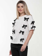IN THE DETAILS WHITE RIBBON TOP