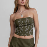 IT'S BEEN REAL BOOT STITCH EMBROIDERED CORSET - BLACK, BROWN OR OLIVE