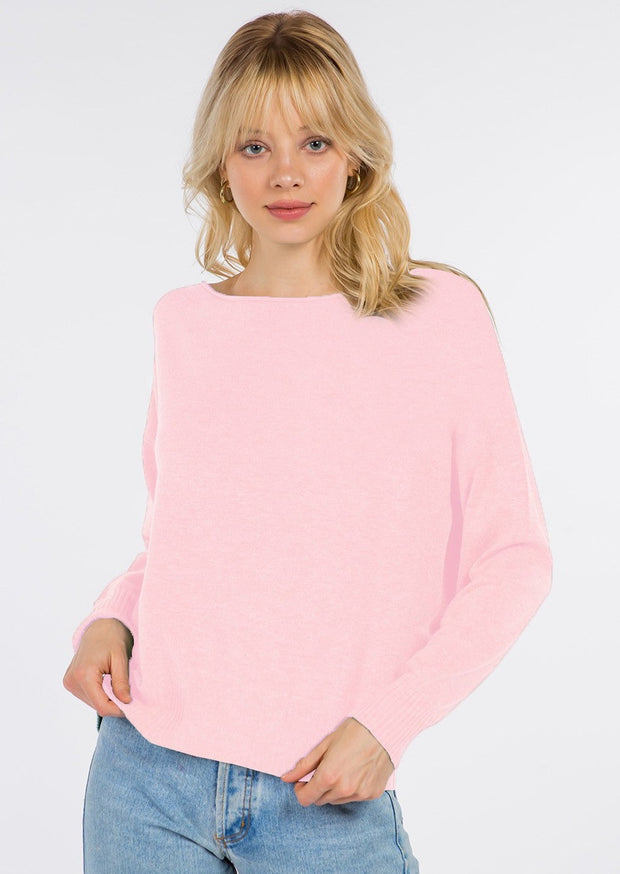 SUNNY DAYS AHEAD BOATNECK SWEATER - PINK OR WHITE