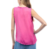 ROSES IN BLOOM HOT PINK SATIN TANK TOP