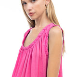 ROSES IN BLOOM HOT PINK SATIN TANK TOP
