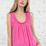 ROSES IN BLOOM HOT PINK SATIN TANK TOP