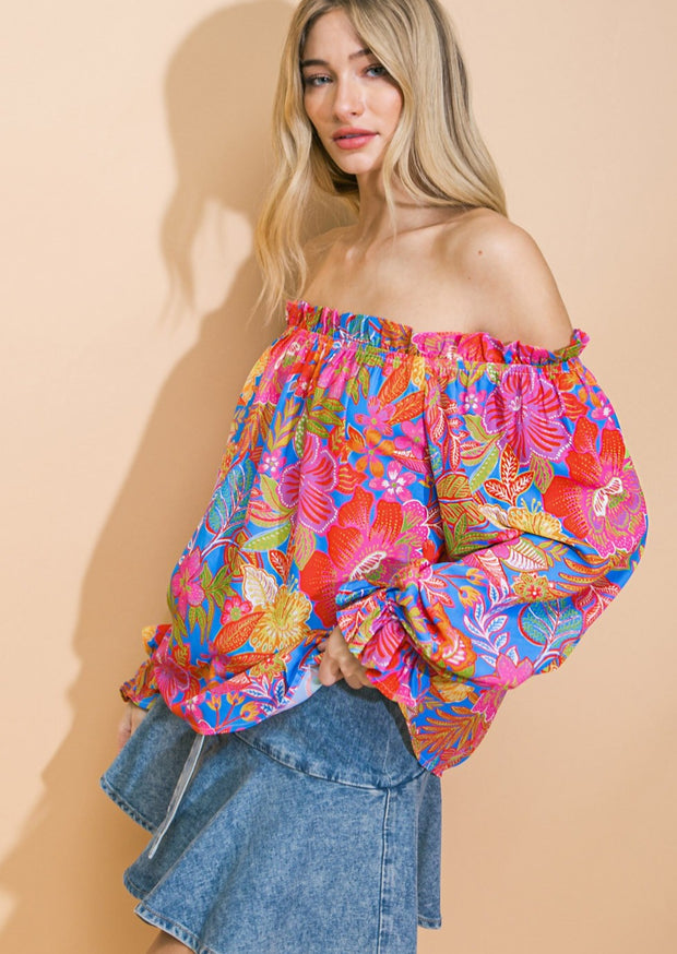 JUST WHAT I NEEDED OFF THE SHOULDER FLORAL TOP