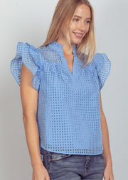 CHASING THE BLUES BLUE ORGANZA TOP