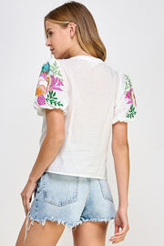 ROAD TO SPRING EYELET FLORAL EMBROIDERED TOP