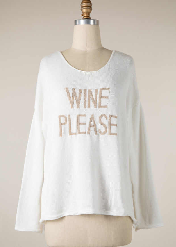 WINE PLEASE WHITE SWEATER