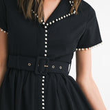 ELEVATED STYLE PEARL DETAILED MIDI DRESS