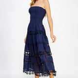 ONLINE EXCLUSIVE:  HEAT WAVE EYELET STRAPLESS TUBE DRESS - MULTIPLE COLORS