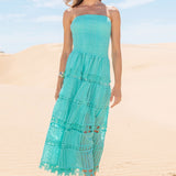 ONLINE EXCLUSIVE:  HEAT WAVE EYELET STRAPLESS TUBE DRESS - MULTIPLE COLORS