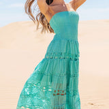 ONLINE EXCLUSIVE:  HEAT WAVE EYELET STRAPLESS TUBE DRESS - MULTIPLE COLORS