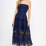 ONLINE EXCLUSIVE:  HEAT WAVE EYELET STRAPLESS TUBE DRESS - MULTIPLE COLORS