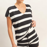 SIMPLE AND SWEET STRIPE SHORT SET - BLACK OR BLUE