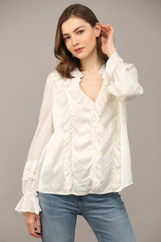 SWEET INNOCENCE WHITE RUFFLE BLOUSE