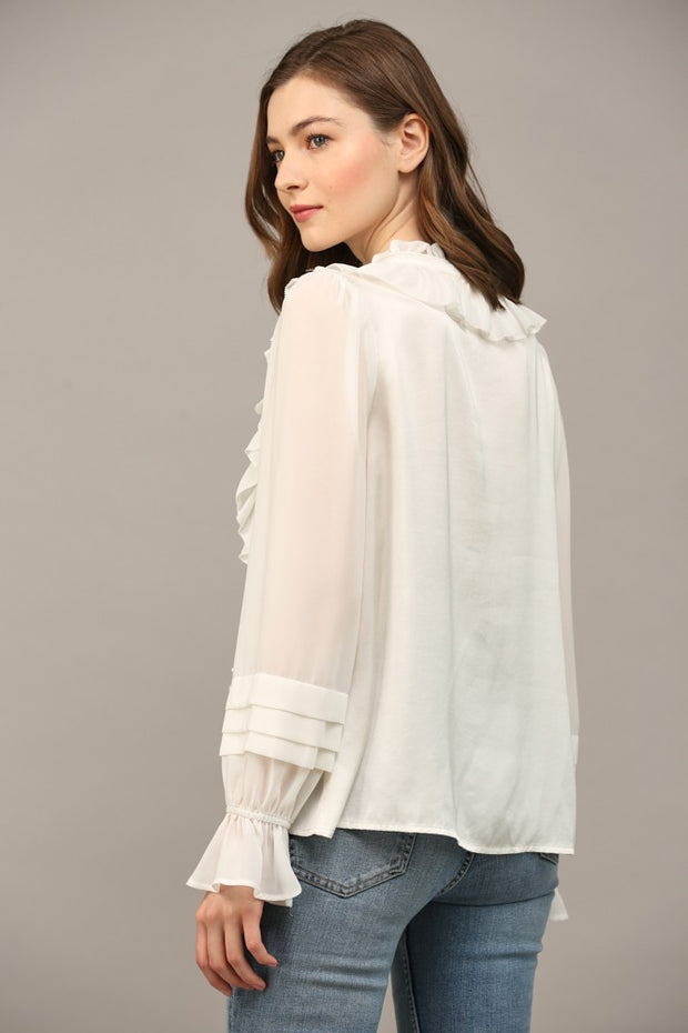 SWEET INNOCENCE WHITE RUFFLE BLOUSE