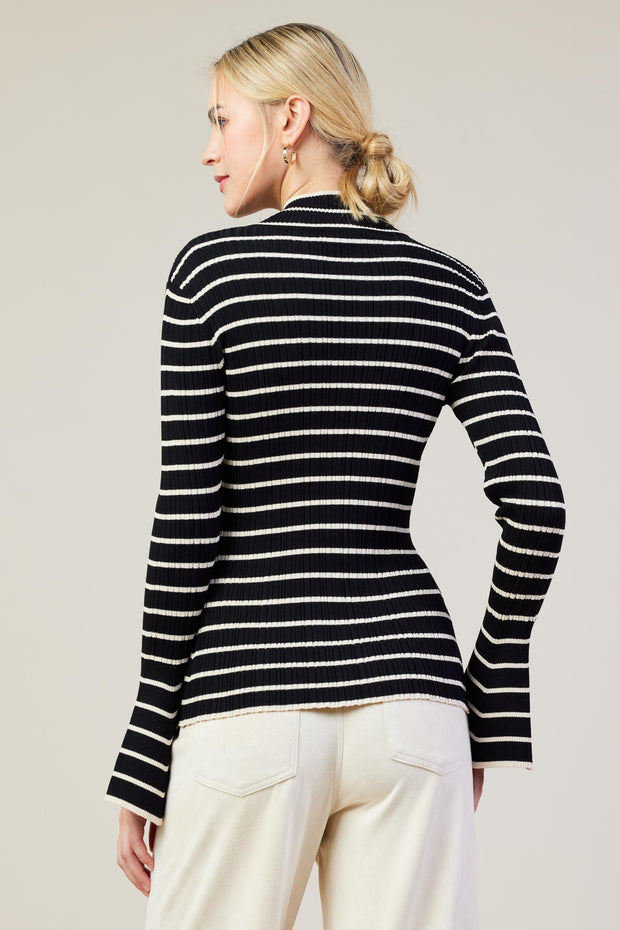 STAPLE STYLE BLACK & CREAM STRIPE TOP