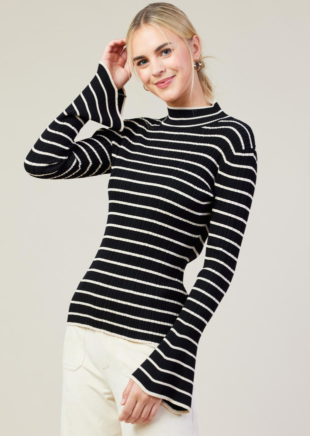 STAPLE STYLE BLACK & CREAM STRIPE TOP