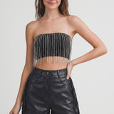 HATS OFF FAUX LEATHER FRINGE SHORTS