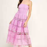 ONLINE EXCLUSIVE:  HEAT WAVE EYELET STRAPLESS TUBE DRESS - MULTIPLE COLORS
