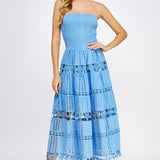 ONLINE EXCLUSIVE:  HEAT WAVE EYELET STRAPLESS TUBE DRESS - MULTIPLE COLORS