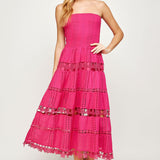 ONLINE EXCLUSIVE:  HEAT WAVE EYELET STRAPLESS TUBE DRESS - MULTIPLE COLORS